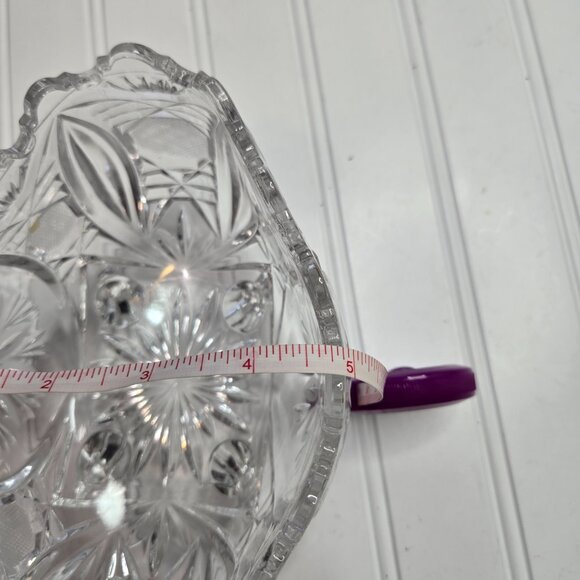 Vtg Anna Hutte Bleikristall 24% Lead Crystal Hand Cut Signed Footed Bowl 5x7x4.5 - Picture 9 of 11
